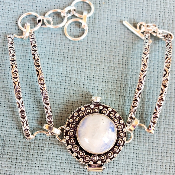 New Rainbow Moonstone 925 Silver Poison Bracelet. - Picture 3 of 14